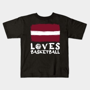 Latvia Loves Basketball Kids T-Shirt